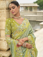 Beauteous Green Color Viscose Fabric Partywear Saree