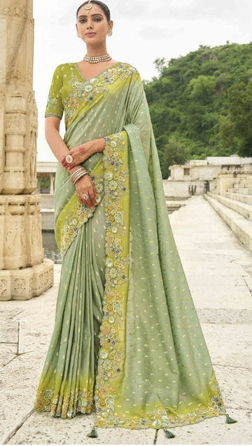 Beauteous Green Color Viscose Fabric Partywear Saree