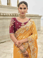 Beauteous Orange Color Viscose Fabric Partywear Saree