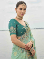 Beauteous Green Color Viscose Fabric Partywear Saree