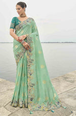 Beauteous Green Color Viscose Fabric Partywear Saree