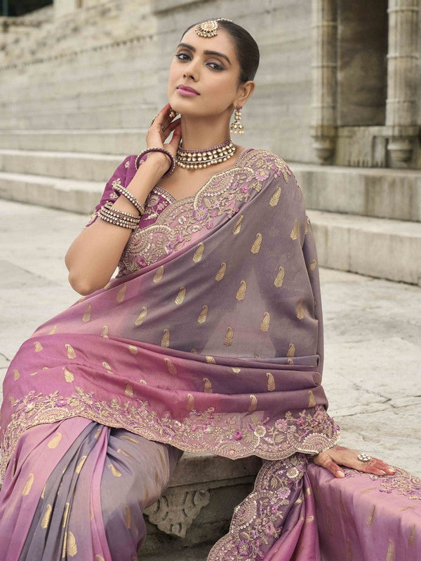 Beauteous Pink Color Viscose Fabric Partywear Saree