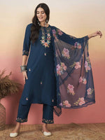 Divine Navy Blue Color Viscose Fabric Designer Suit