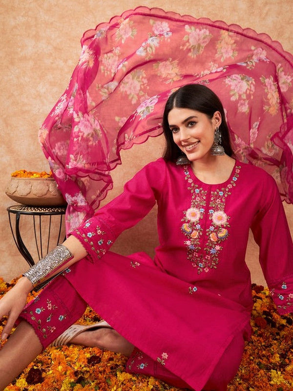 Divine Pink Color Viscose Fabric Designer Suit