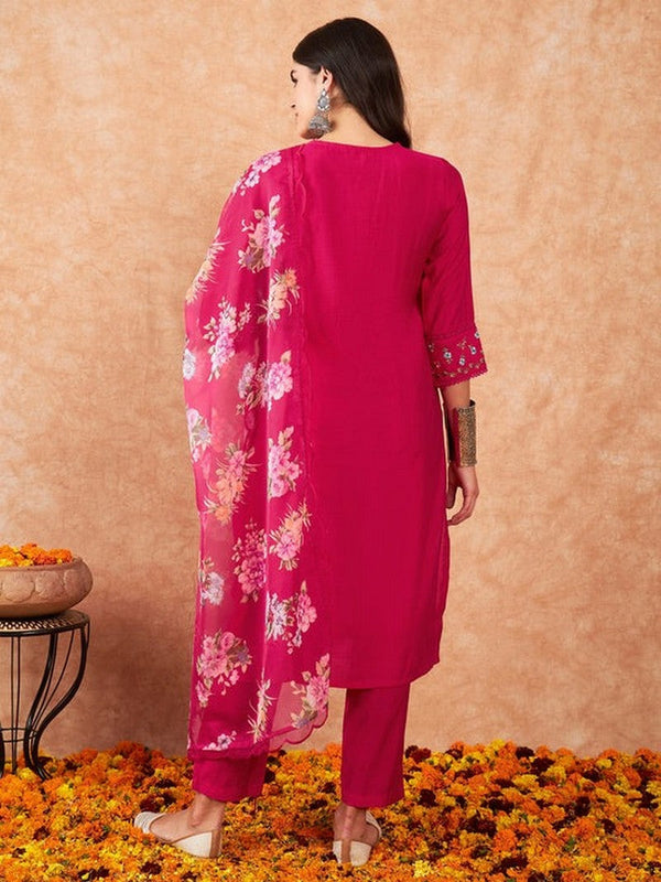 Divine Pink Color Viscose Fabric Designer Suit