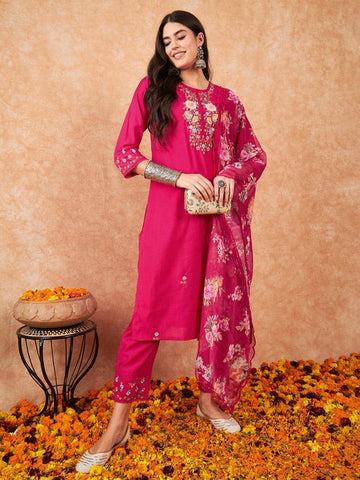 Divine Pink Color Viscose Fabric Designer Suit