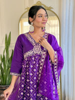 Divine Purple Color Chanderi Fabric Designer Suit