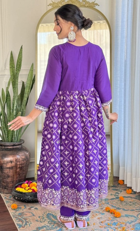 Divine Purple Color Chanderi Fabric Designer Suit