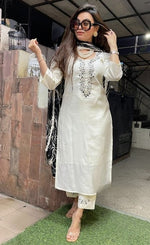 Divine Cream Color Viscose Fabric Designer Suit