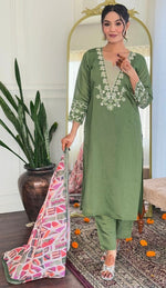 Divine Green Color Viscose Fabric Designer Suit