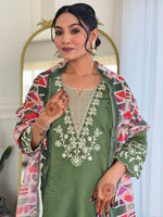 Divine Green Color Viscose Fabric Designer Suit