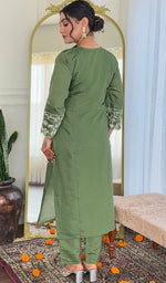 Divine Green Color Viscose Fabric Designer Suit