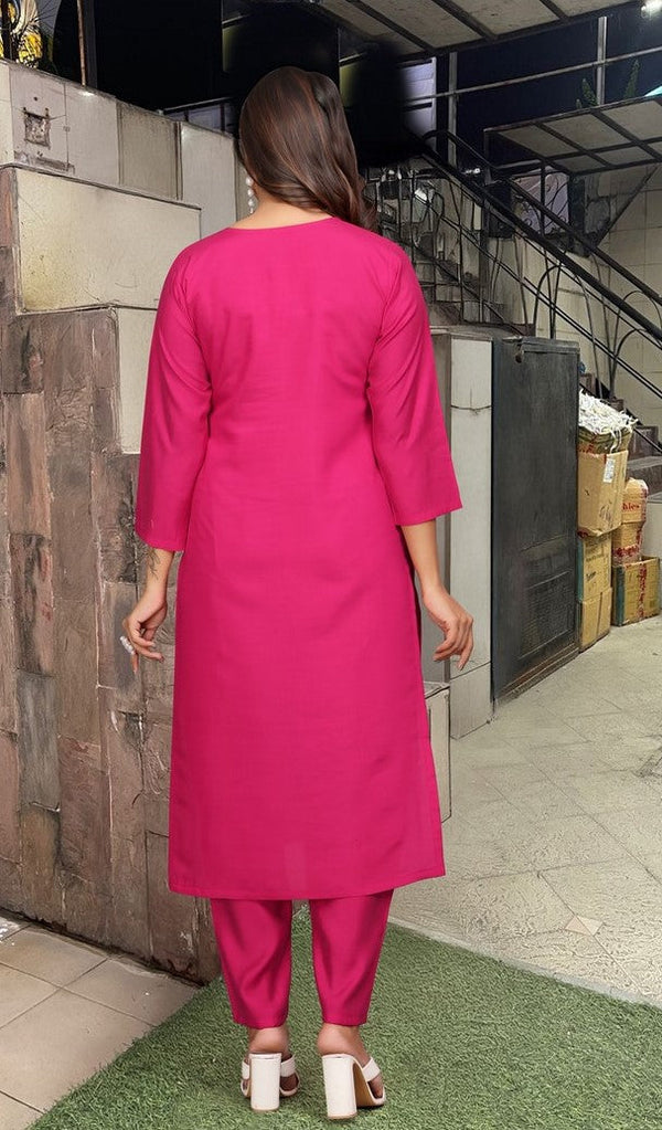 Divine Pink Color Viscose Fabric Designer Suit