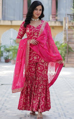 Amazing Pink Color Viscose Fabric Sharara Suit