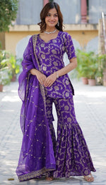 Amazing Purple Color Viscose Fabric Sharara Suit