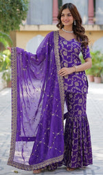 Amazing Purple Color Viscose Fabric Sharara Suit