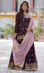 Divine Wine Color Georgette Fabric Sharara Suit