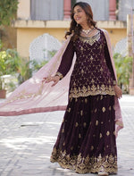 Divine Wine Color Georgette Fabric Sharara Suit