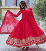 Striking Red Color Georgette Fabric Gown