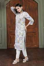 Classy Grey Color Cotton Fabric Designer Kurti