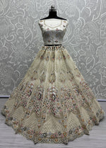 Amazing Cream Color Net Fabric Party Wear Lehenga