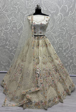 Amazing Cream Color Net Fabric Party Wear Lehenga