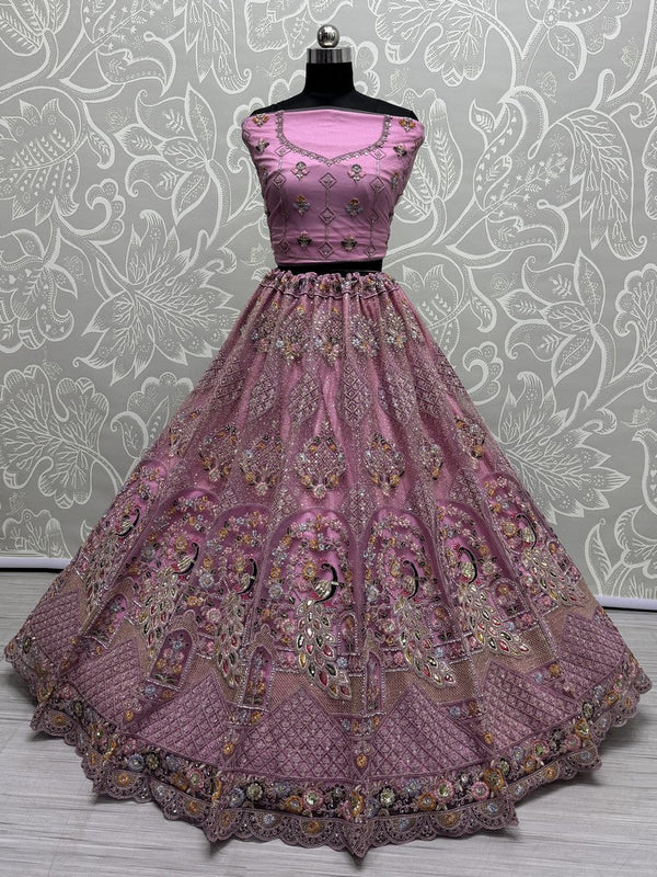 Amazing Pink Color Net Fabric Party Wear Lehenga