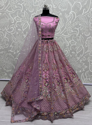 Amazing Pink Color Net Fabric Party Wear Lehenga