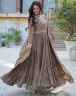 Striking Beige Color Georgette Fabric Gown