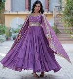 Striking Purple Color Georgette Fabric Gown