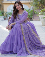 Striking Purple Color Georgette Fabric Gown