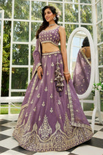 Dazzling Purple Color Tissue Fabric Party Wear Lehenga