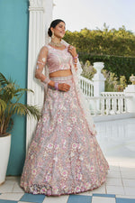 Dazzling Grey Color Tissue Fabric Party Wear Lehenga