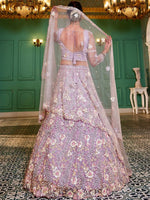 Dazzling Purple Color Satin Fabric Party Wear Lehenga