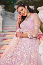 Dazzling Pink Color Satin Fabric Party Wear Lehenga