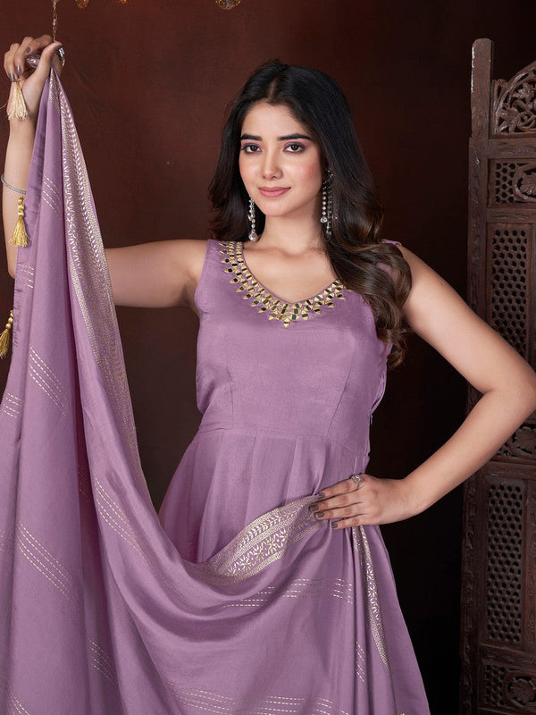 Dazzling Purple Color Silk Fabric Plazzo Suit