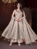 Dazzling Beige Color Silk Fabric Plazzo Suit