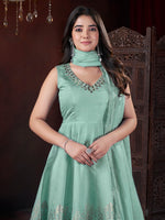 Dazzling Green Color Silk Fabric Plazzo Suit