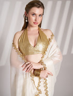 Grand White Color Organza Fabric Casual Saree