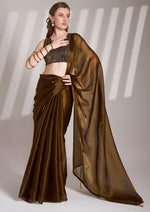 Grand Brown Color Organza Fabric Casual Saree