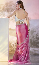 Grand Pink Color Organza Fabric Casual Saree