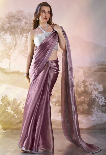 Grand Wine Color Organza Fabric Casual Saree