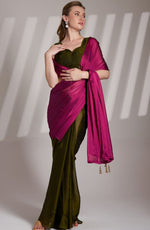 Grand Green Color Satin Fabric Casual Saree