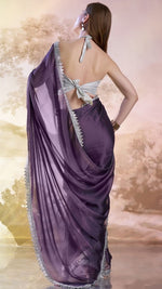 Grand Purple Color Satin Fabric Casual Saree