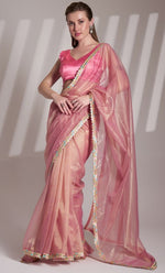 Grand Pink Color Net Fabric Casual Saree