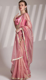 Grand Pink Color Net Fabric Casual Saree