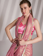 Grand Pink Color Net Fabric Casual Saree