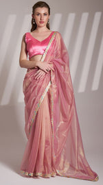 Grand Pink Color Net Fabric Casual Saree