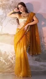 Grand Mustard Color Net Fabric Casual Saree