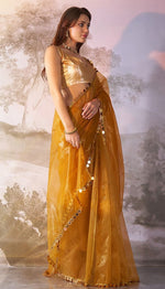 Grand Mustard Color Net Fabric Casual Saree